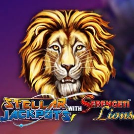 Stellar Jackpots with Serengeti Lions online game logo by Lightning Box Game on toonie-bets.ca